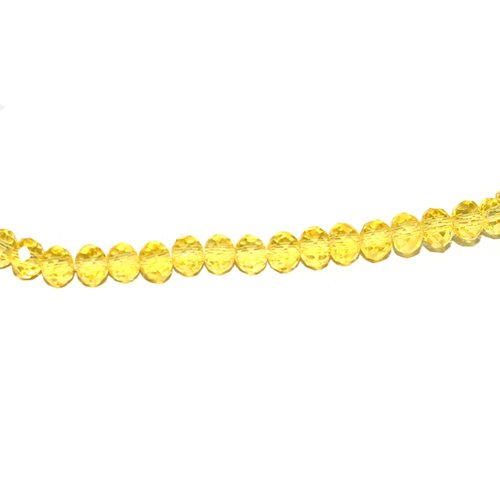 Perles en verre facettée aplaties 3x4 mm jaune transparent x 10