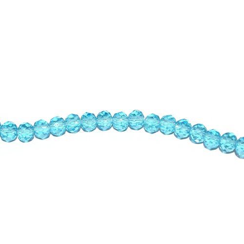 Perles en verre facettée aplaties 3x4 mm bleu clair transparent x 10