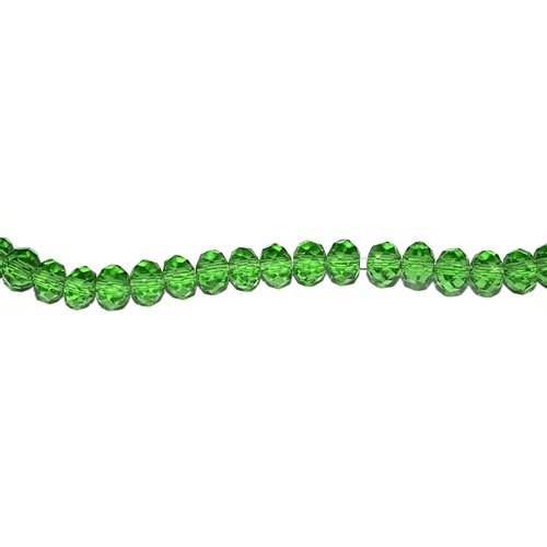Perles en verre facettée aplaties 3x4 mm vert foncé transparent x 10