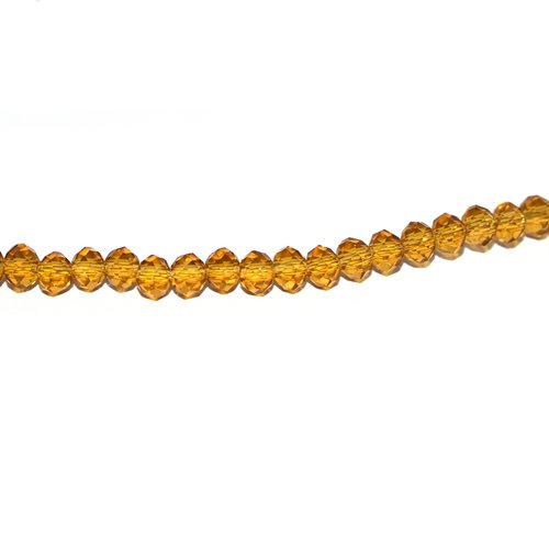 Perles en verre facettée aplaties 3x4 mm doré transparent x 10