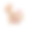 Hochet - anneau de dentition girafe en bois perles silicones blanc, rose