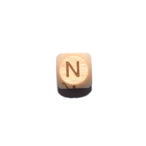 Lettre n cube 12 mm en bois naturel