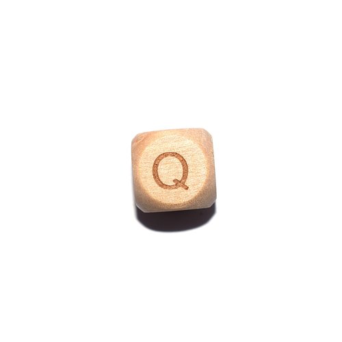 Lettre q cube 12 mm en bois naturel