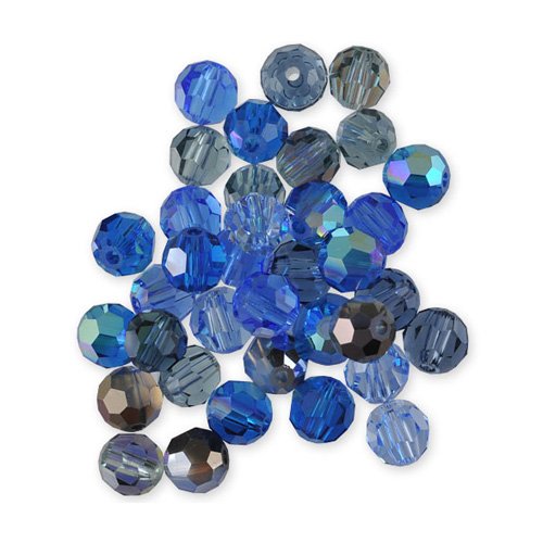 Perles facettes swarovski 4 mm camaïeu bleu x20