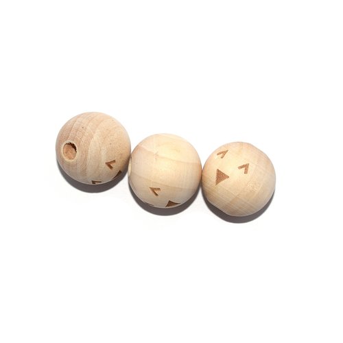 Perle en bois ronde 20 mm imprimé smiley naturel