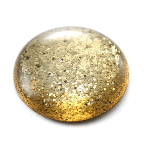 Cabochon rond polaris 12 mm glitter doré