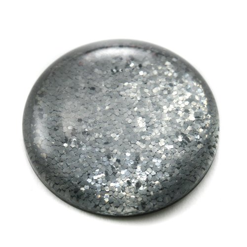 Cabochon rond polaris 12 mm glitter anthracite