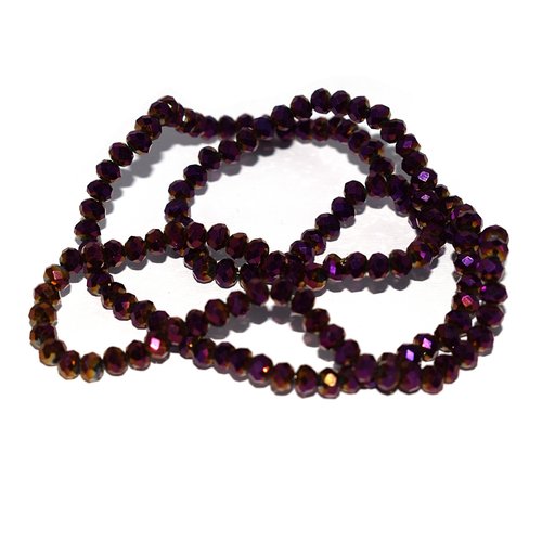 Perles à facettes ronde aplaties 3x4 mm électro violet x 10