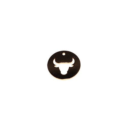 Signe astrologique taureau plaqué or rond 14 mm