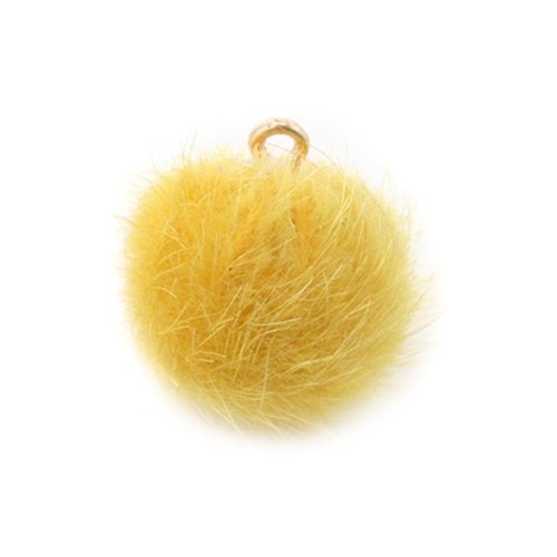 Pompon fourrure 15 mm jaune