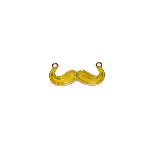 Moustache émaillé jaune métal doré 15x34 mm