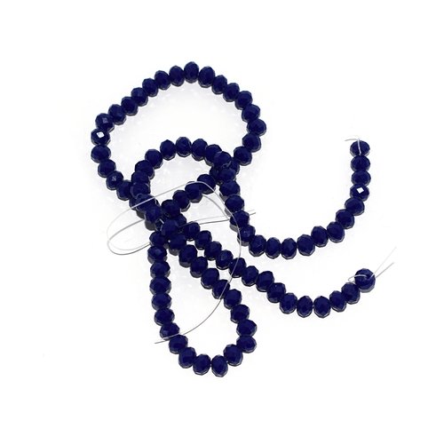 Perles à facettes rondes aplaties 4x6 mm bleu roi x 10