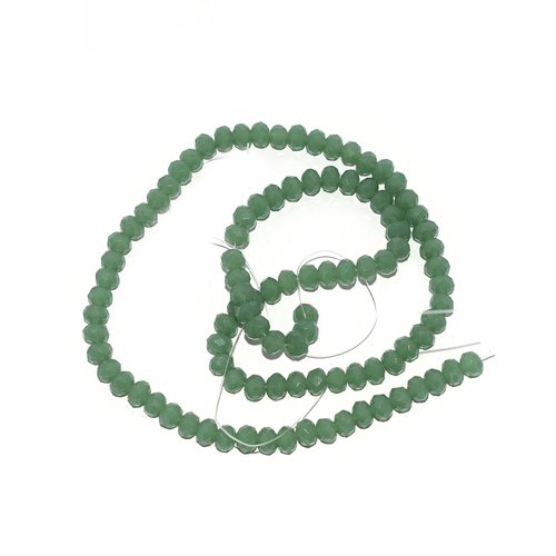 Perles à facettes rondes aplaties 4x6 mm vert foncé x 10