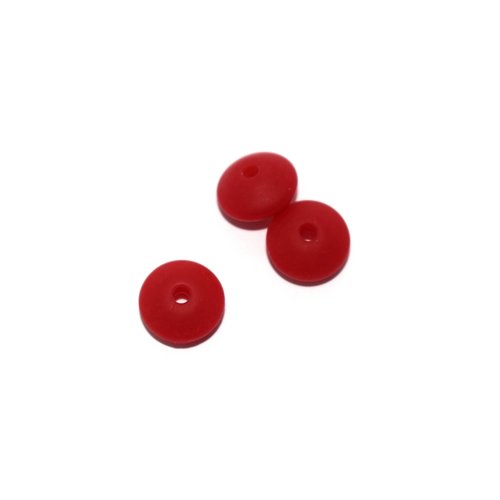 Perle lentille silicone 10 mm rouge