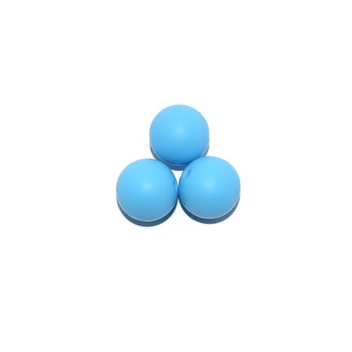Perle ronde 12 mm en silicone bleu moyen
