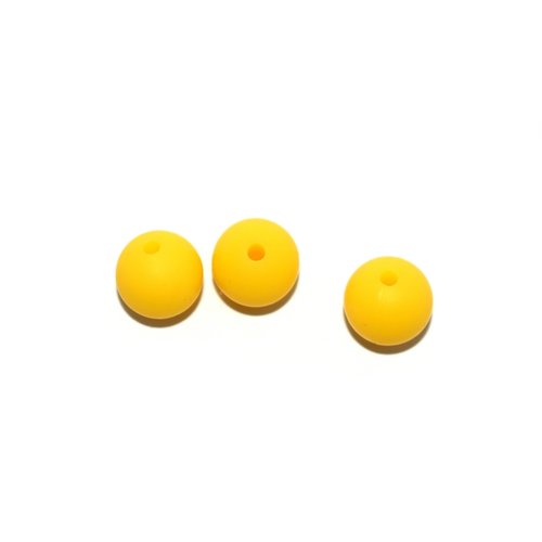 Perle ronde 12 mm en silicone jaune