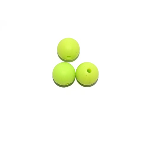 Perle ronde 12 mm en silicone vert pomme