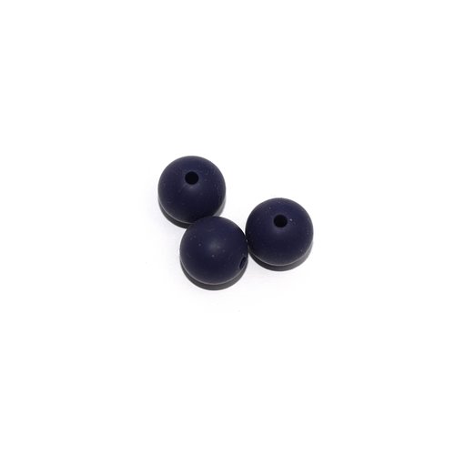 Perle ronde 12 mm en silicone bleu marine
