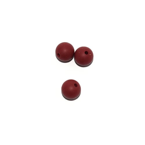 Perle ronde 12 mm en silicone rouge sienne