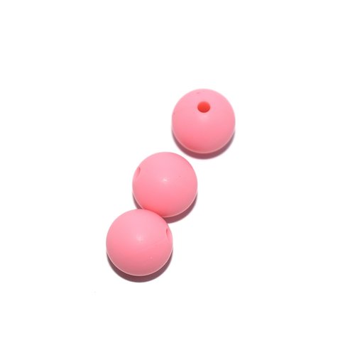 Perle ronde 12 mm en silicone rose