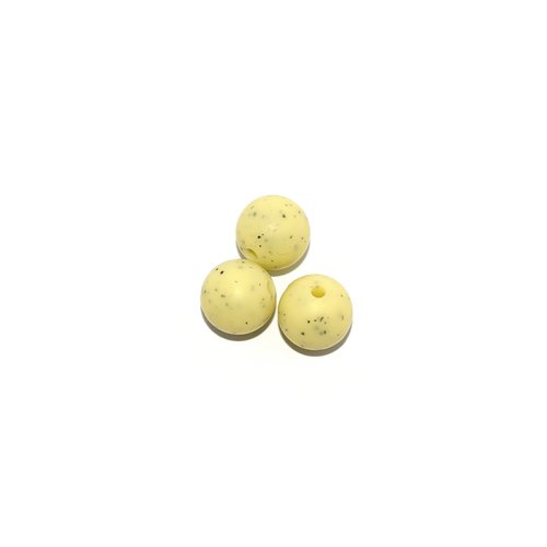 Perle ronde 12 mm en silicone granite jaune