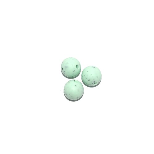 Perle ronde 12 mm en silicone granite vert