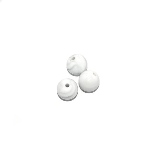 Perle ronde 12 mm en silicone marbre