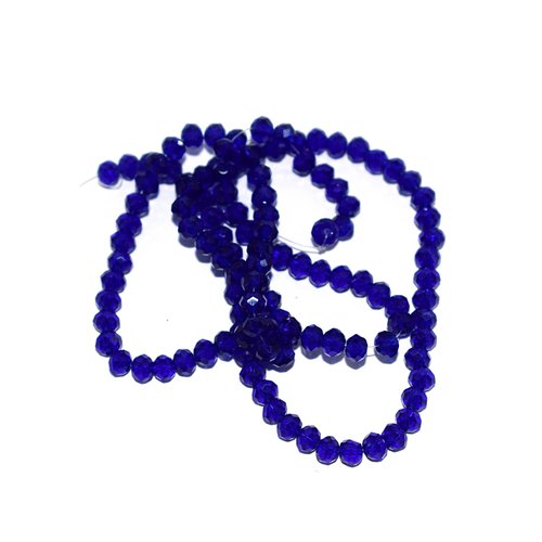 Perles à facettes rondes aplaties 3x4 mm bleu roi transparent x 10