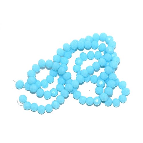 Perles à facettes rondes aplaties 3x4 mm bleu ciel x 10