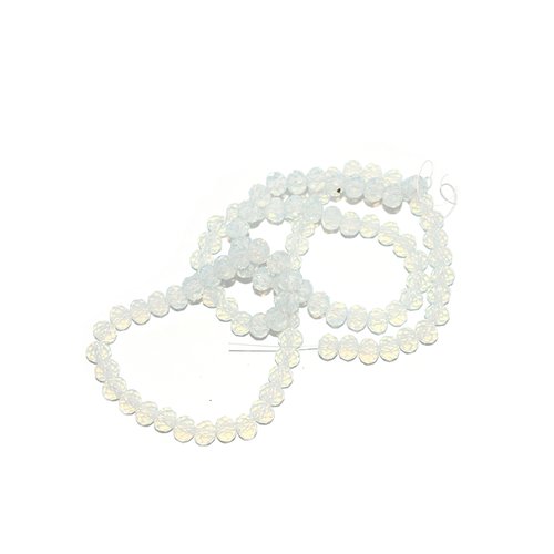 Perles à facettes rondes aplaties 4x6 mm blanc opal transparent x 10