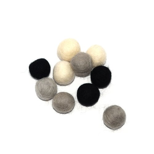 Boule en laine feutrée 20 mm camaïeu gris x10