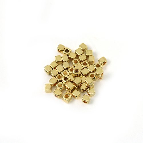 Perle cube métal doré 3mm