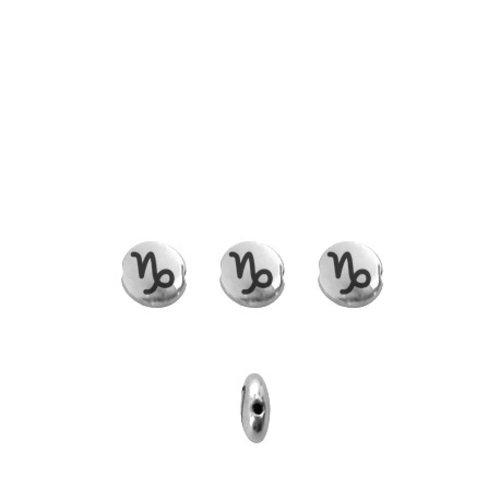 Perle signe du zodiaque métal argenté 8mm capricorne