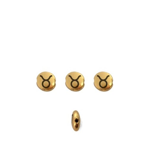 Perle signe du zodiaque métal doré 8mm taureau