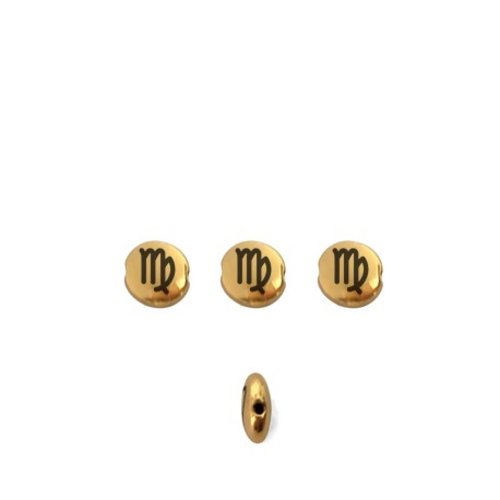 Perle signe du zodiaque métal doré 8mm vierge