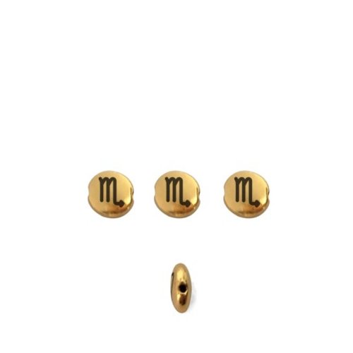 Perle signe du zodiaque métal doré 8mm scorpion