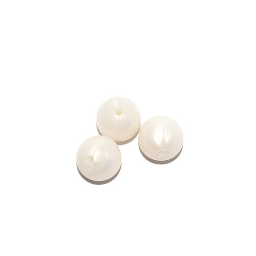 Perle ronde 15 mm en silicone blan nacré