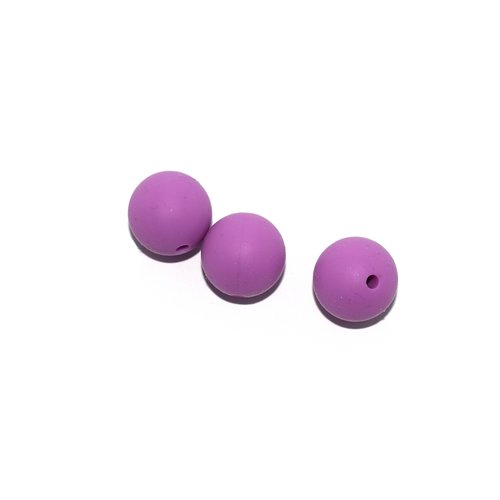 Perle ronde 15 mm en silicone violet