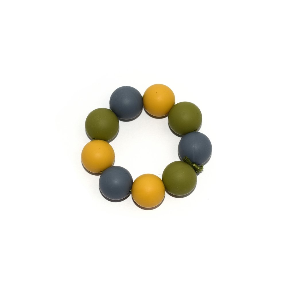 Kit DIY attache tétine renard perles silicone rondes jaune moutarde, gris  foncé, beige et perles en bois normes CE , NF 71 -  France