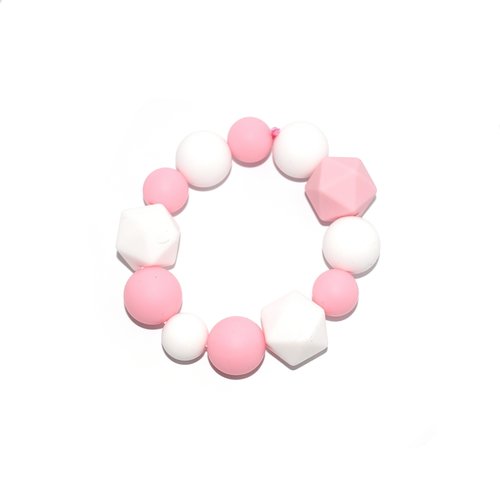 Kit diy anneau de dentition perles silicones rose et blanc