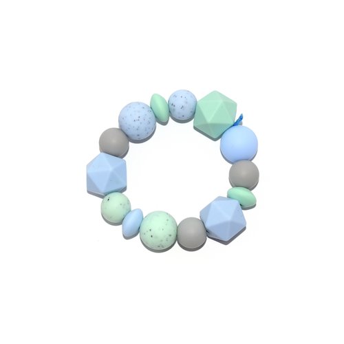 Kit diy anneau de dentition perles silicone gris, vert et bleu