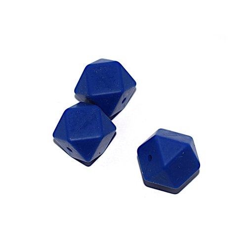 Perle hexagonale 17 mm en silicone bleu roi