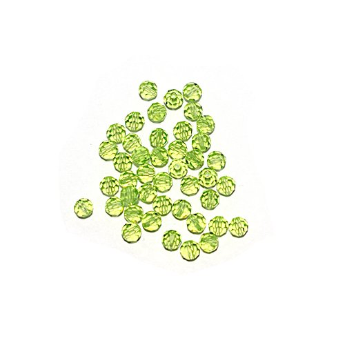 Perle ronde à facettes cristal 4 mm peridot x10