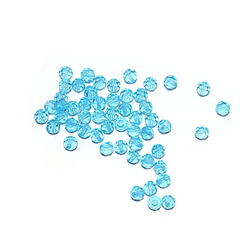 Perle ronde à facettes cristal 4 mm aquamarine x10