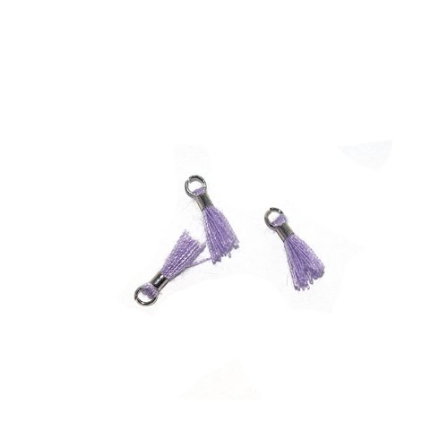 Mini pompon coton 10 mm lilas - anneau