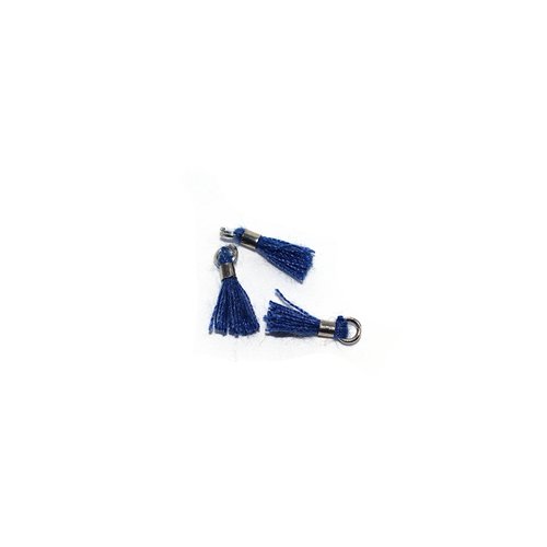 Mini pompon coton 10 mm bleu foncé - anneau