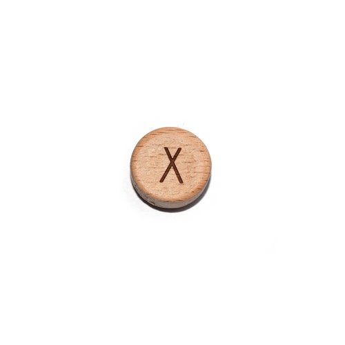 Lettre x rond plat 15 mm en bois naturel