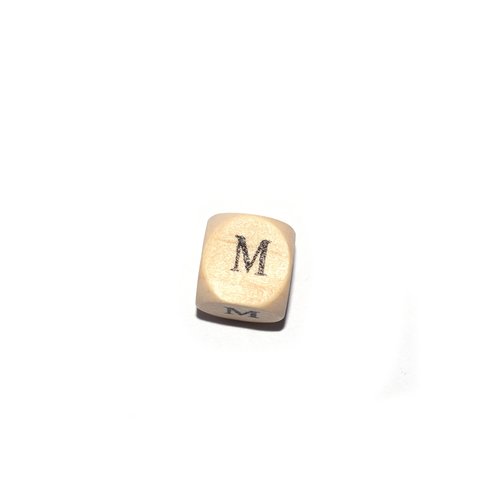 Lettre m cube 12 mm bois naturel écriture noir