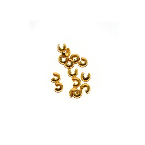 Perles à écraser/cache-noeud doré 3 mm x10