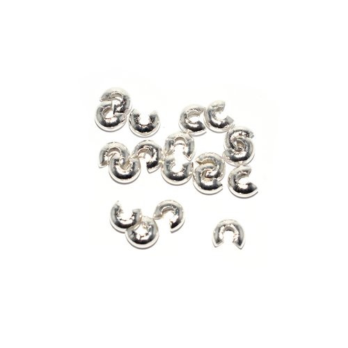 Perles à écraser/cache-noeud argenté 3 mm x10
